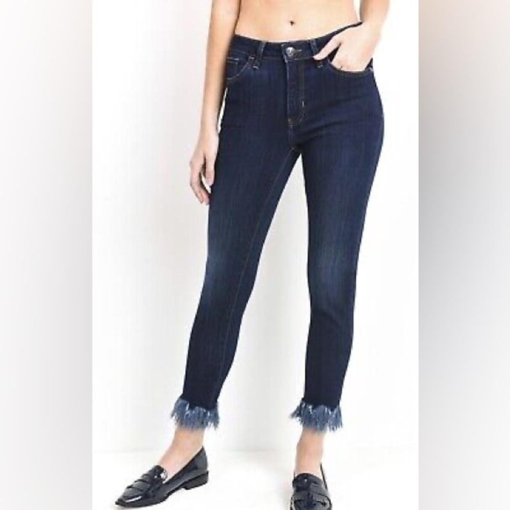 Just Black Denim Blue‎ Straight-Leg Jeans W Fringe Hem Size 29 NWOT